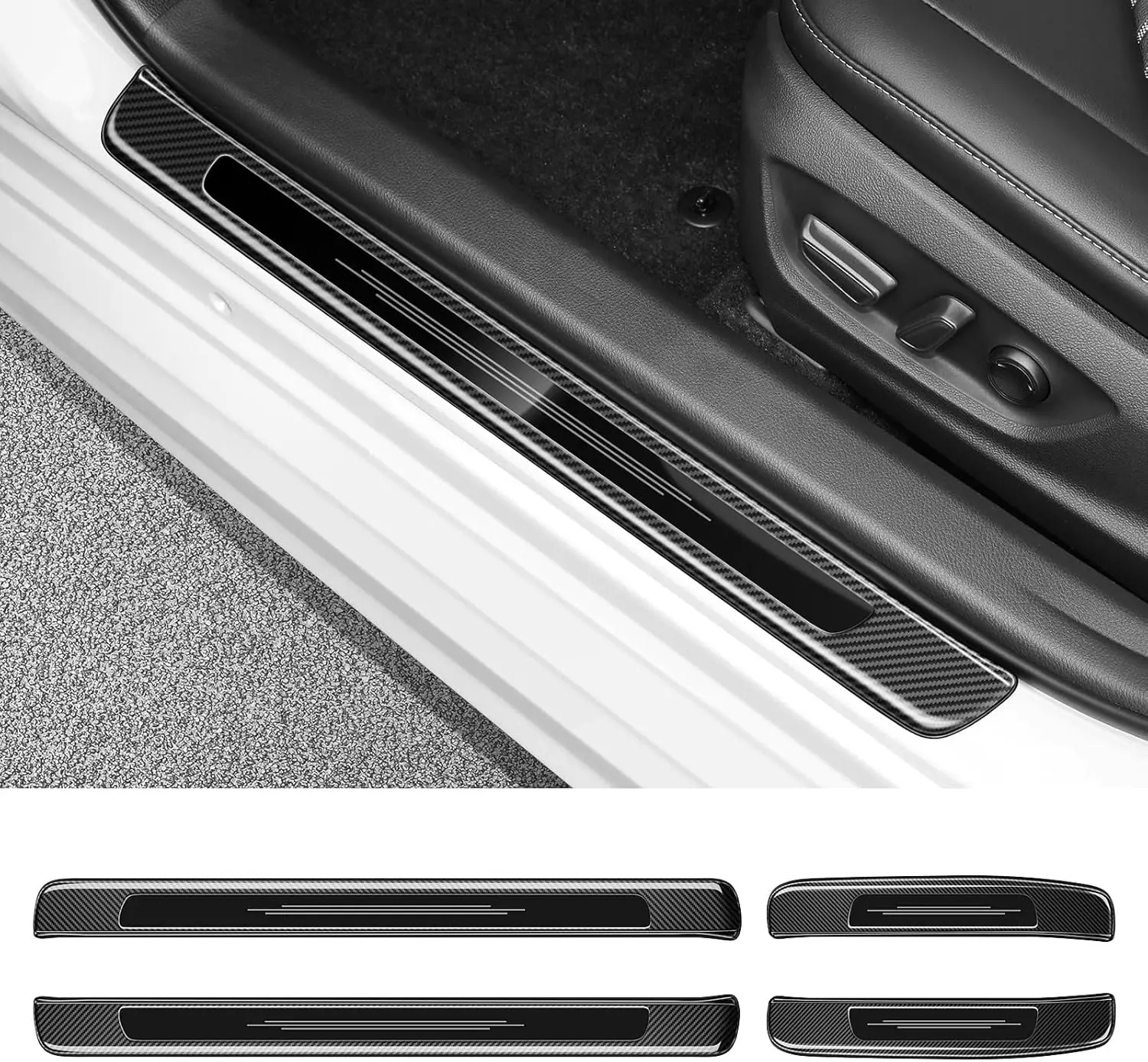 

Protector for Toyota Camry 2025 - 2018 Accessories Stainless Steel Front and Rear Door Car Pedal Kick Protection (Carbon Fiber)