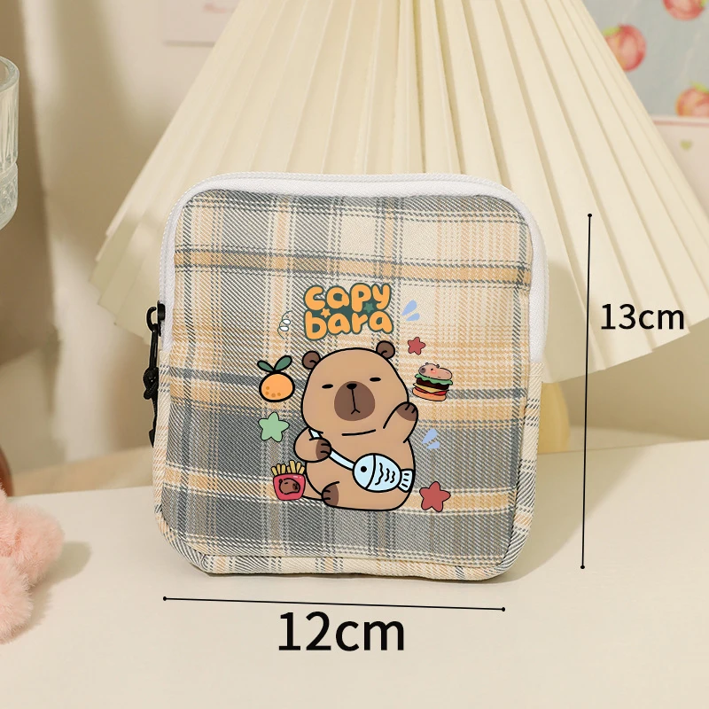 Capybara Borsa portaoggetti per assorbenti igienici da donna Borsa portaoggetti portatile impermeabile Borsa per assorbenti igienici modello cartone animato regalo