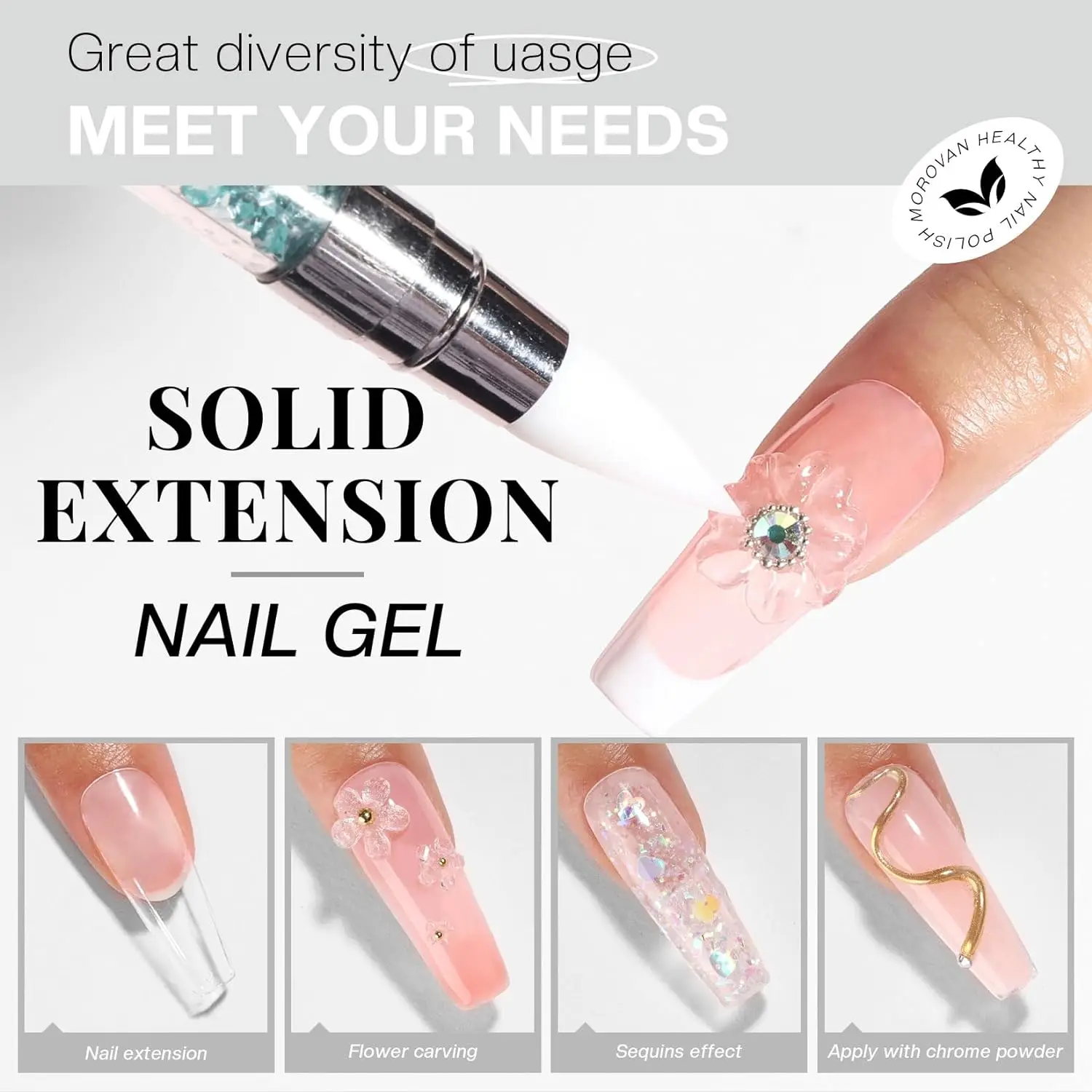 30ml Solid Gel Builder Non Sticky Solid Nail Gel for Nails Extension Long Lasting Hard Gel DIY At Home Nail Molding Gel