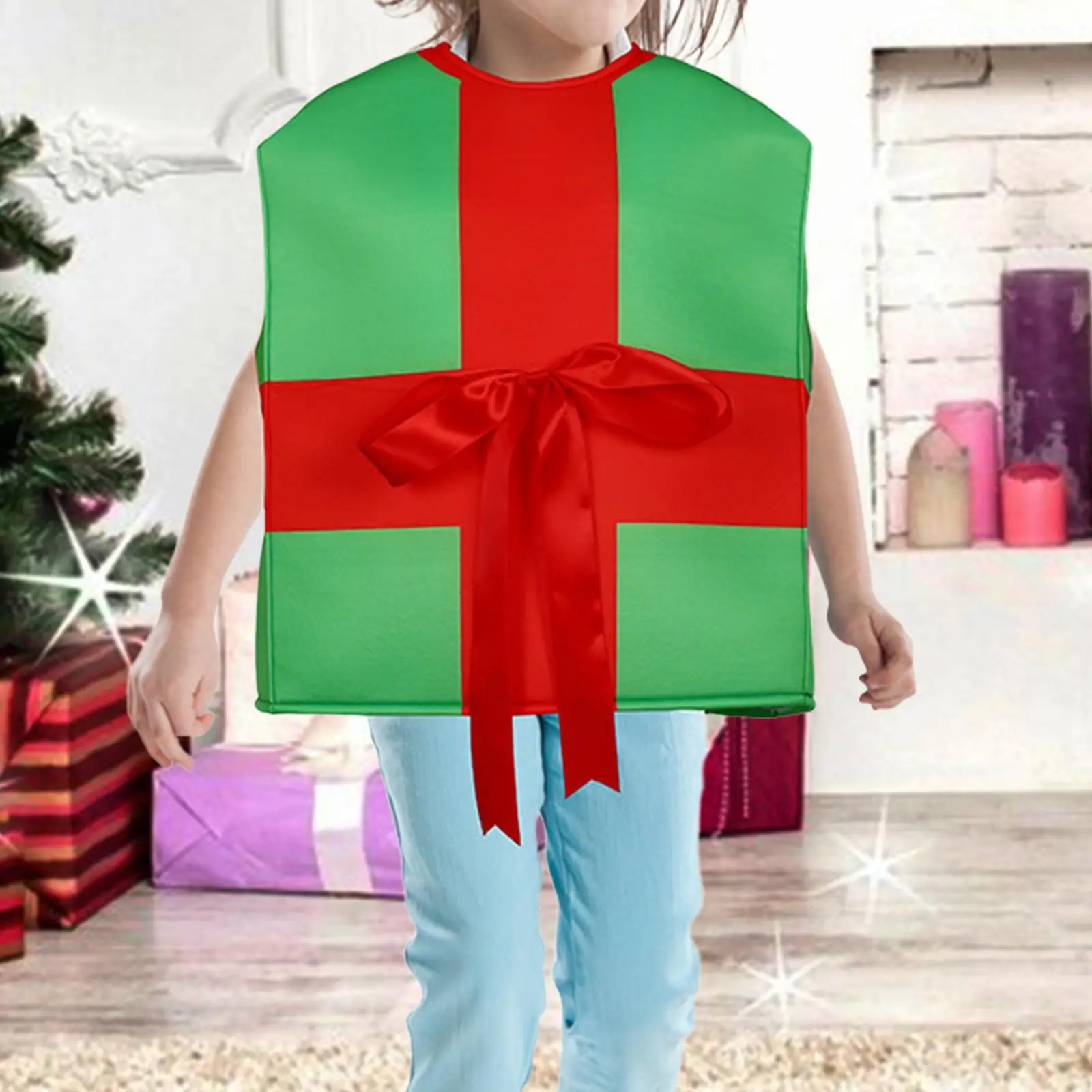 Kinder Weihnachtsgeschenkbox Kostüm ärmellos für Maskerade Rollenspiel