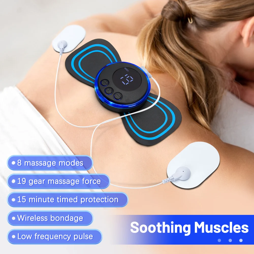 EMS Electric Neck Massager Lcd Display Cervical Massage Patch Low Frequency Pulse Muscle Stimulator Pain Relief Relaxation