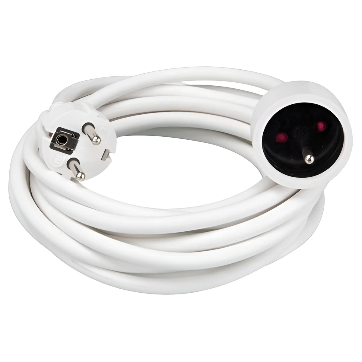 Cable Prolongador Perel - 5 Metros - Blanco - 3g1.5 - Toma de Tierra de Espiga