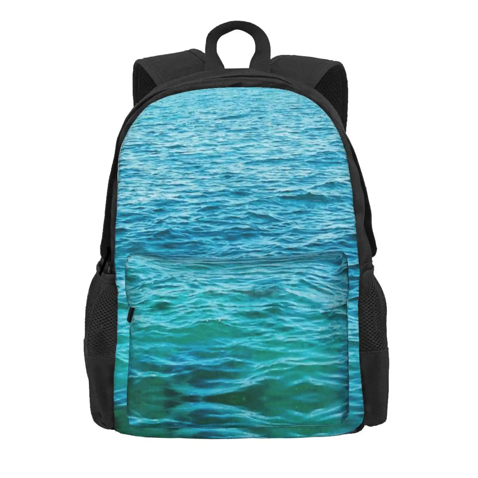 Turquoise Ocean Hot Sale Schoolbag Backpack Fashion Bags Waves Ocean Surface Water Ripples Sea Nature Adventure Turquoise Water