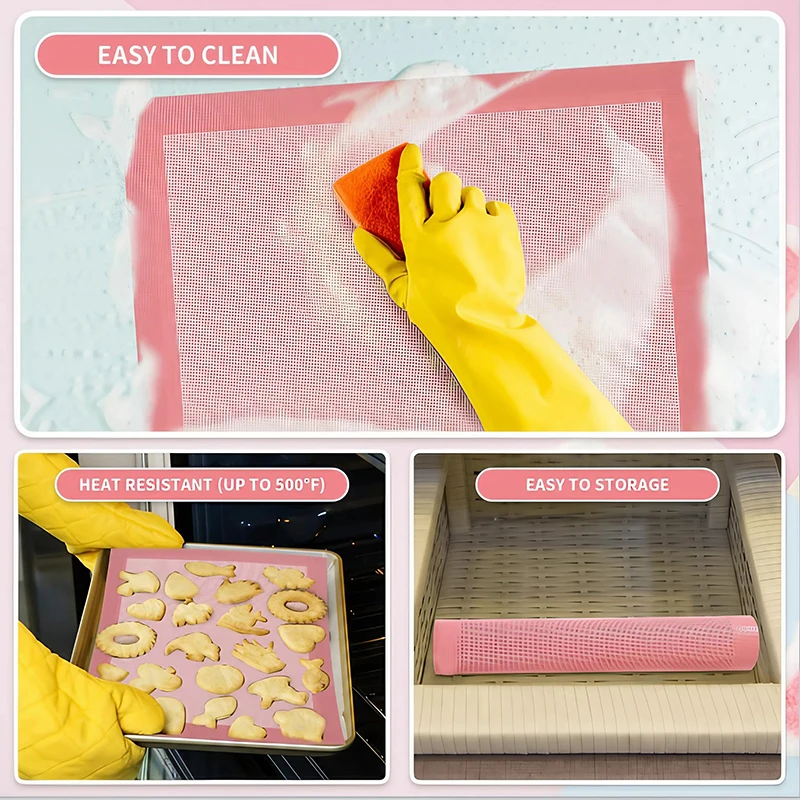 Silicone Mat for Pastry Perforated Non-stick Reusable 40x30 Oven Bread Baking Cooking Sheet