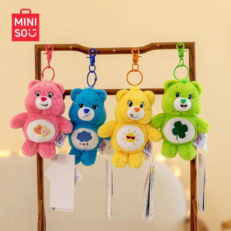 MINISO Genuine Carebear Rainbow Love Bear Pendant Holiday Doll Plush Toy Children's Doll Birthday Surprise Gift for Girls