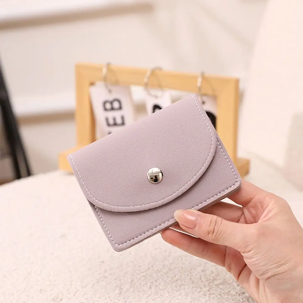 Retro Korean Style Thin Card Bag Short Clutch Magnet Buckle Mini Wallet PU Solid Color Card Holder Women