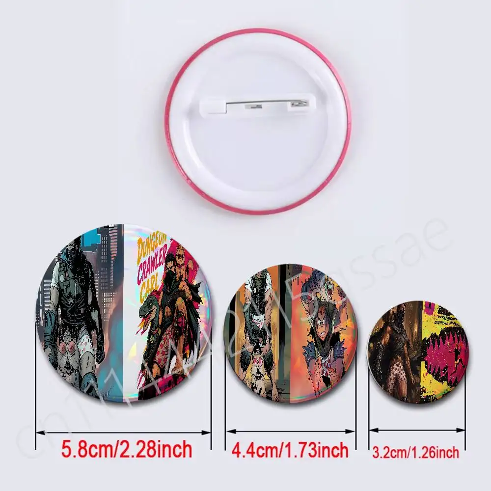 FOR Dungeon Crawler Carl 2Pcs Set Round Badge Holographic Foil Button Pin Brooch Backpack Clothing Lapel Decor Fans Gift