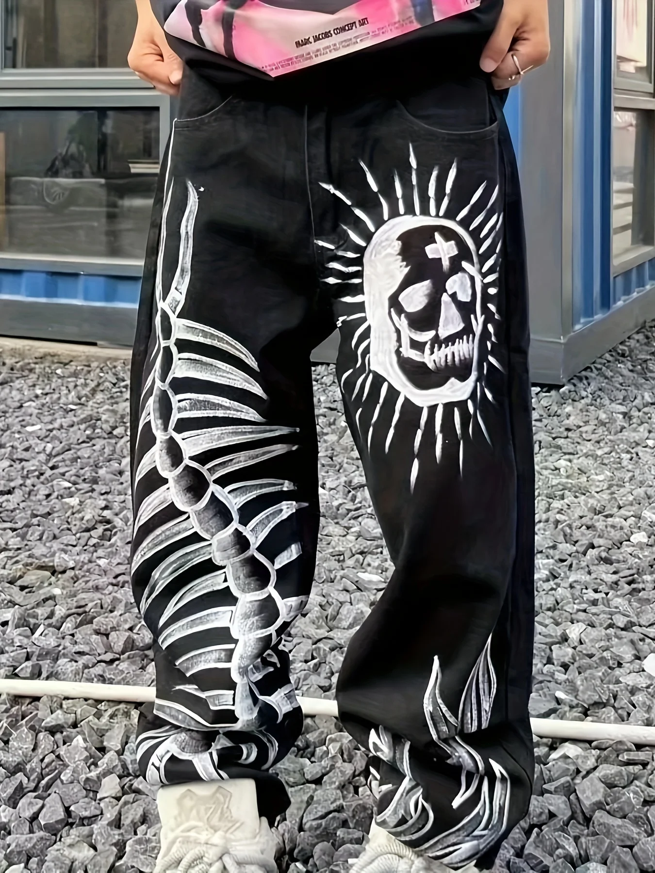 

Мужские джинсы Ins High Street в американском стиле 2025 года, черные широкие брюки Vibe, универсальные повседневные длинные брюки в стиле ретро