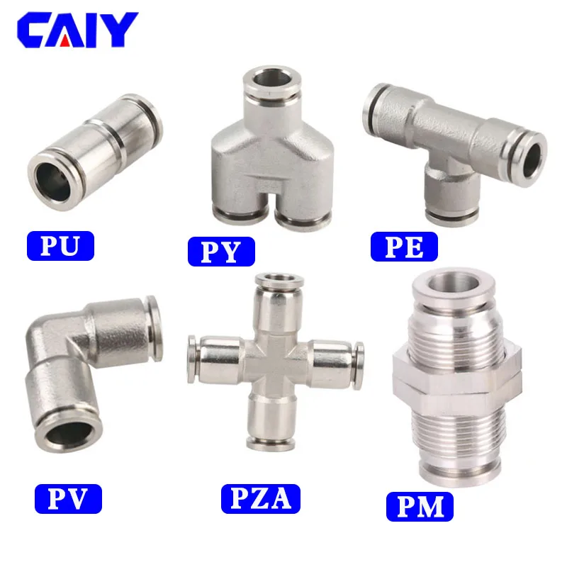 

304 Stainless Steel Pneumatic Quick Release Coupling Air Hose Connector 4 6 8 10 12 14 16mm Metal High-Pressure Fitting PU PV PE