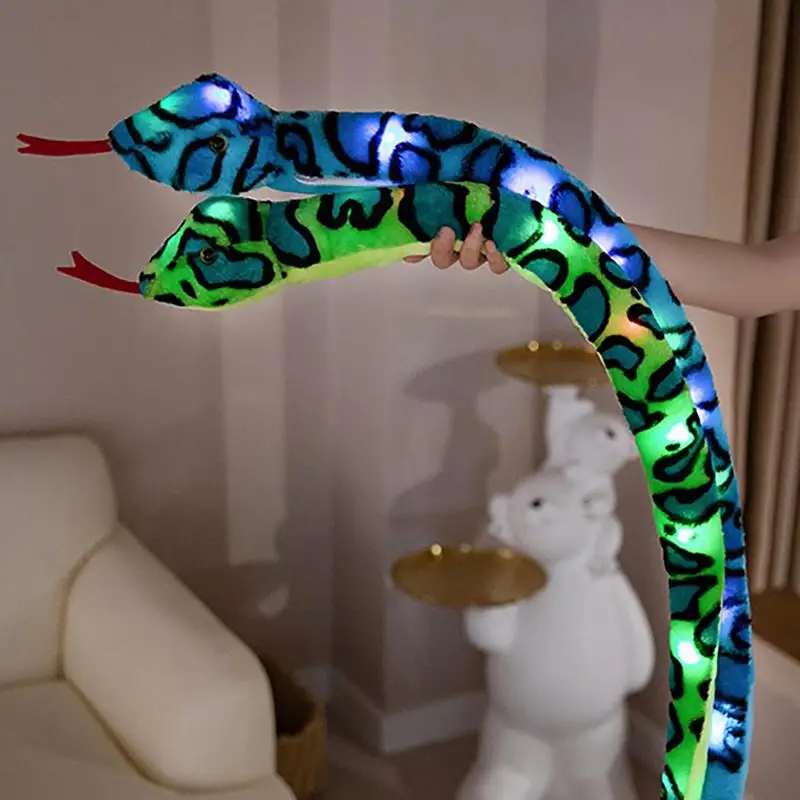 Growing Snake Toy Stuffed Snake With Light Spoof Prank Prop Soft Cuddly Toy Realistic Eye-Catching Doll For Halloween Home Decor