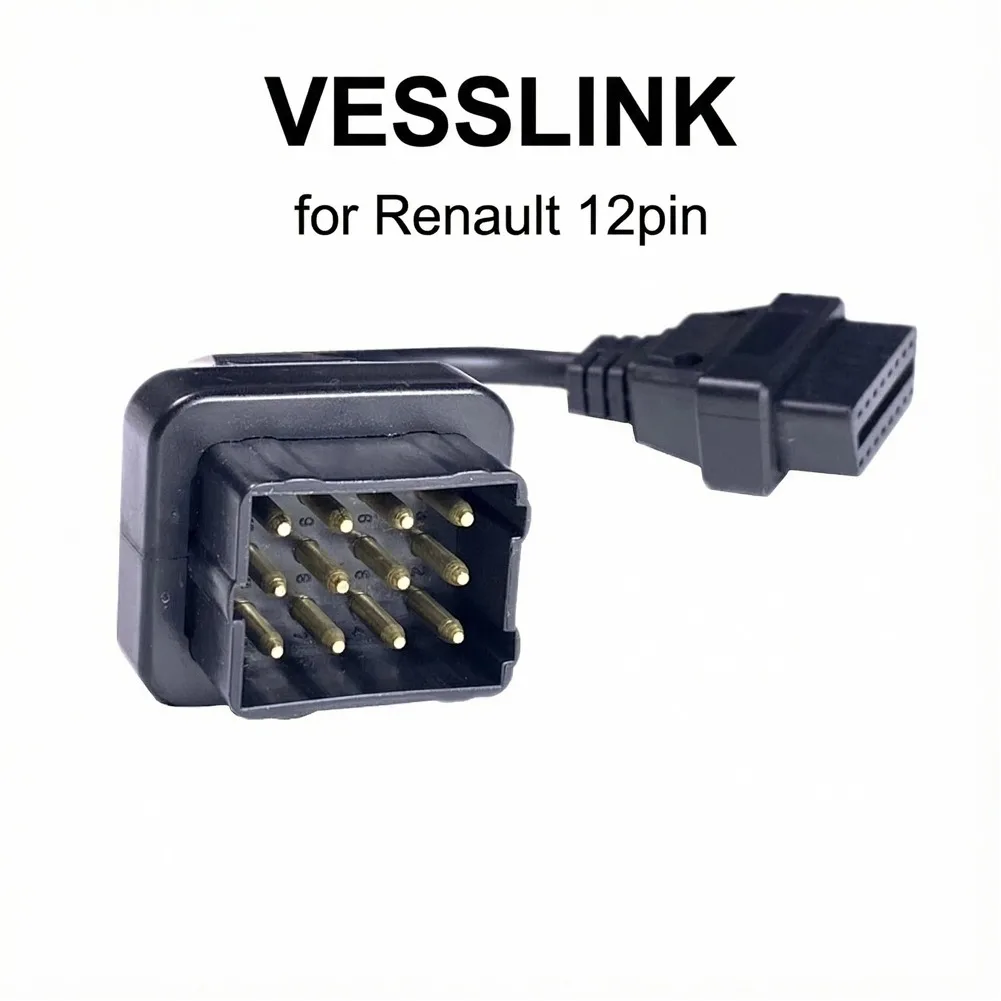 OBD2 Diagnostic Cable For Renault Vehicle OBDII Diagnostic Connector Adapter 12Pin to 16Pin OBD Adapter Cable for Truck Cable