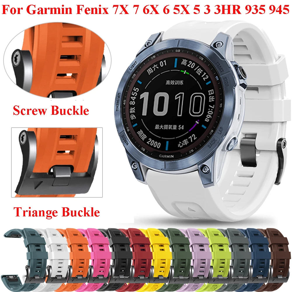 

New 26MM 22mm Official Screw Buckle Watchband Straps For Garmin Fenix 6 7 5 Plus Silicone Wristband For Fenix 6X 7X 5X 3 Watch