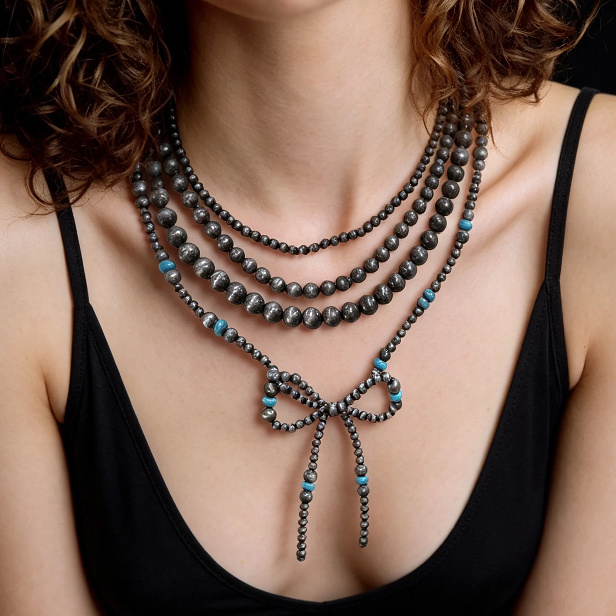 Navajo Pearl Bow Choker Necklace Western Jewelry for Women Bohemia Green Stone Beaded Necklaces Western Cowgirl Jewelry Gifts