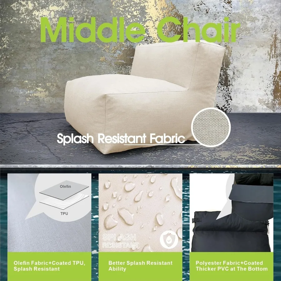 مجموعة أثاث الفناء الخارجي المريح الحديث مع كرسي زاوية بين باج وكرسي محادثة مقطعي يتميز بإسفنجة عالية الكثافة