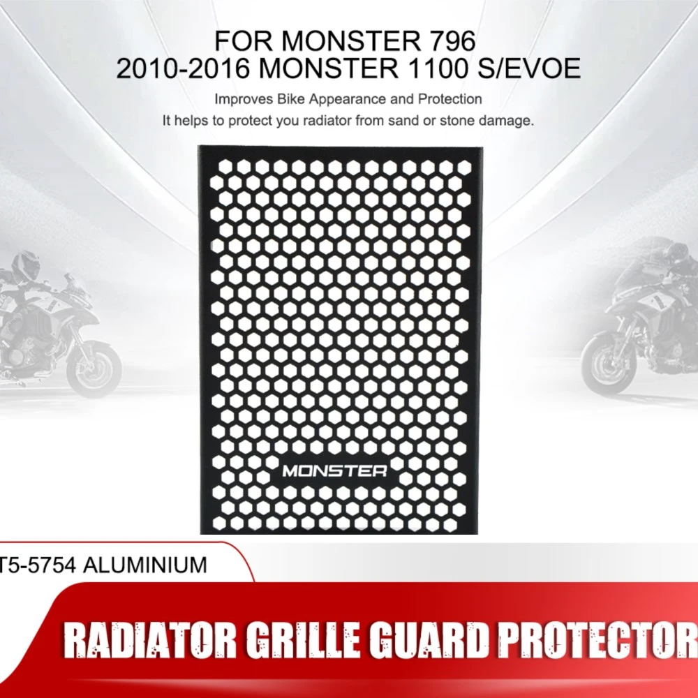 

For Ducati Monster 796 2010-2016 Monster 1100 1100 S/EVO Motorcycle Aluminum Radiator Guard Oil Cover Protector Grille