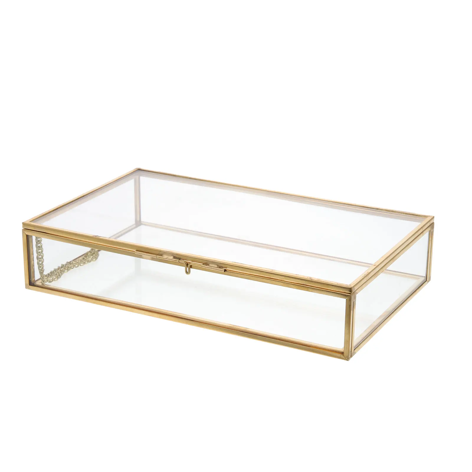 

Large Jewelry Storage Box Vintage Decor Containers Necklace Retro Copper Glass Case