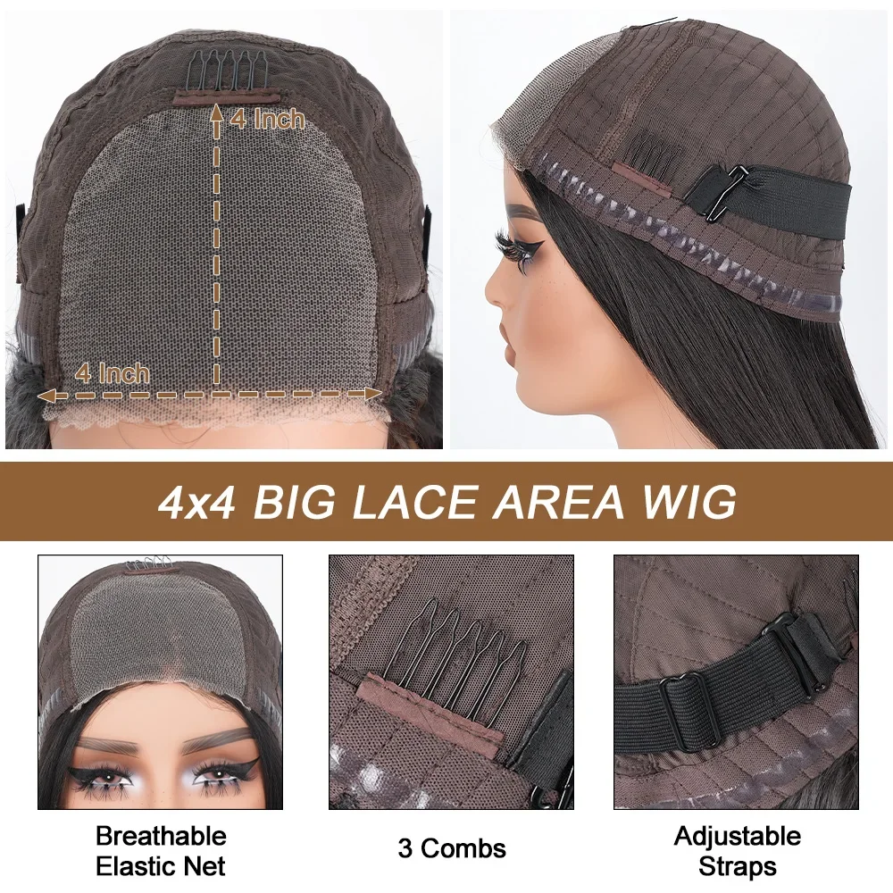 ارتداء والذهاب غلويليس الباروكات قبل قطع 4x4 مستقيم الدانتيل الجبهة الباروكات للنساء لا الغراء Hd الدانتيل إغلاق الجبهة جاهزة لارتداء الباروكات #6