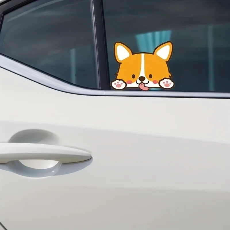 1pc Car Cartoon Car Sticker Corgi Sticker Electric Car Motorcycle Rain Auto Sticker for Window Body Decor Helmet Sticker