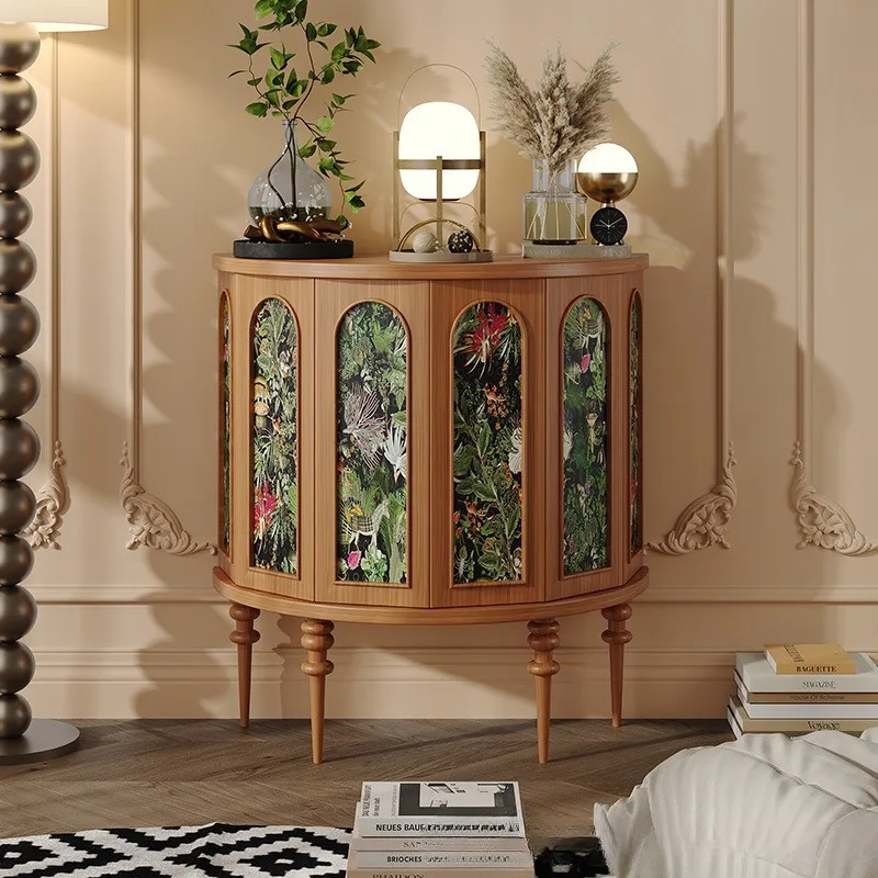 French-style entryway counter, modern minimalist, ultra-narrow entrance corridor cabinet, living room wall-side solid wood