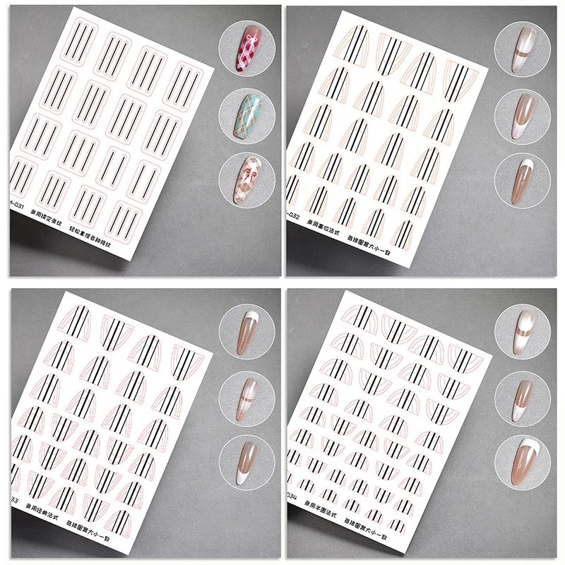 ●1Sheet Transparent French Manicure Guide Stickers Strong Adhesive Nail Art Decals French Manicure DIY Stencil 3D Styling Tools