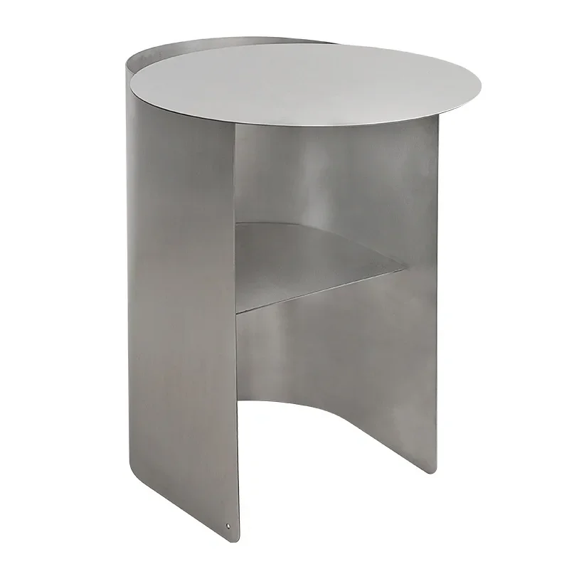

Modern simple balcony stainless steel side table, small apartment mini coffee table, Nordic rack