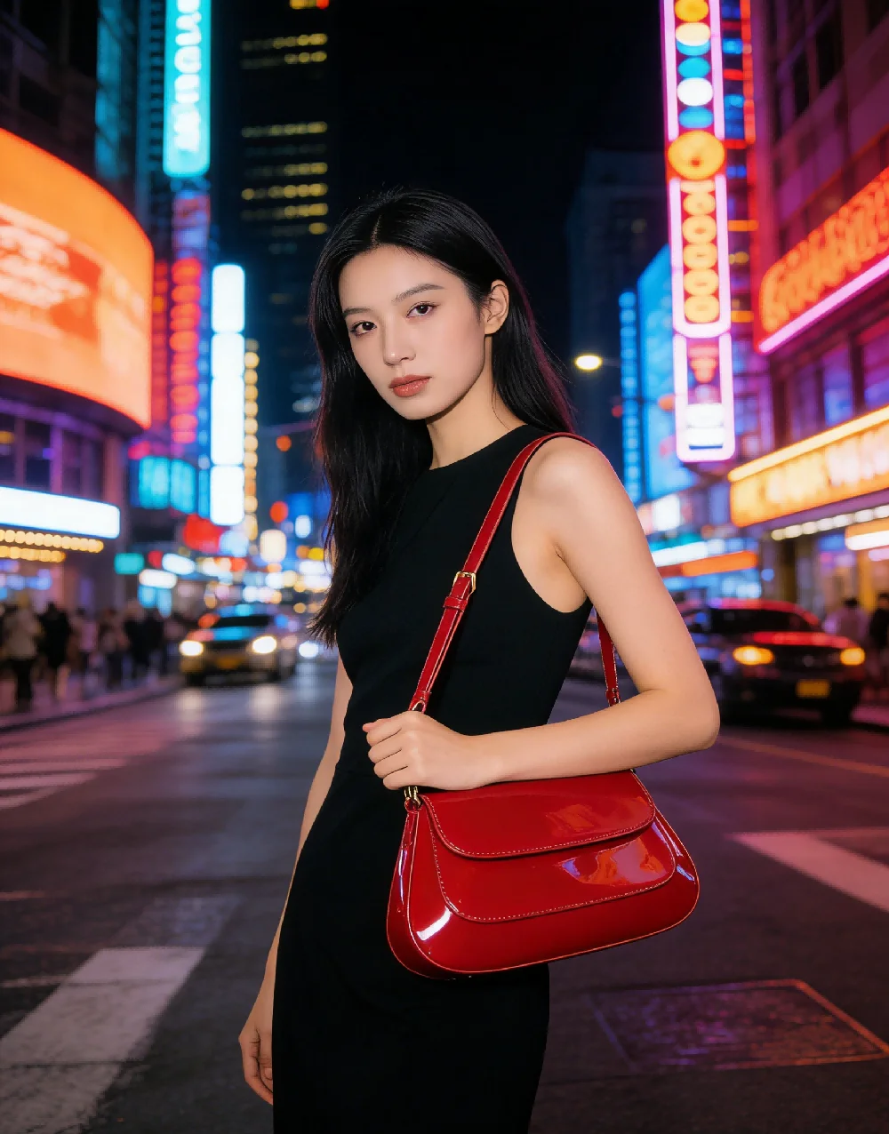 

Red Chain Shoulder Crossbody Bag for Women Luxury Patent Leather Handbag Elegant Party Bag for Dating