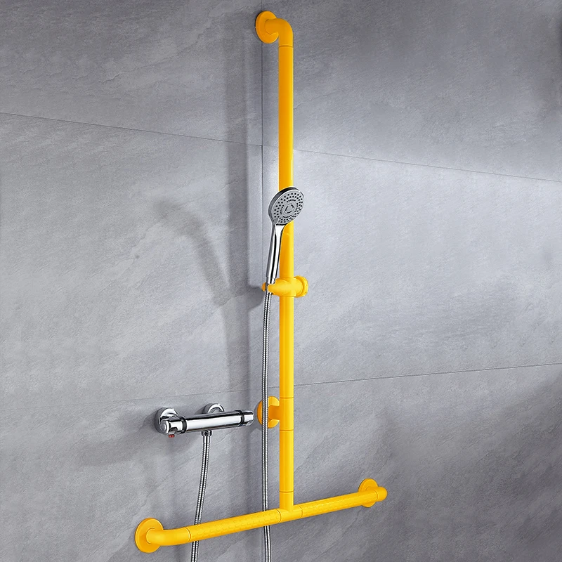 Shower Room Barrier-free Handle Bar,Lifting Rod Power Frame,Grab Bars for Bathroom Elderly Safety Non-slip T-shower Head Railing