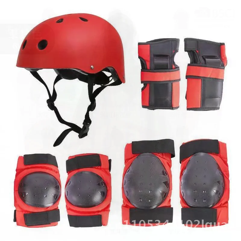 

Children's Roller Skating Helmet And Protection Set - Seven-Piece Skateboard Balance Car Protector with PP Shell Fleece Oxford