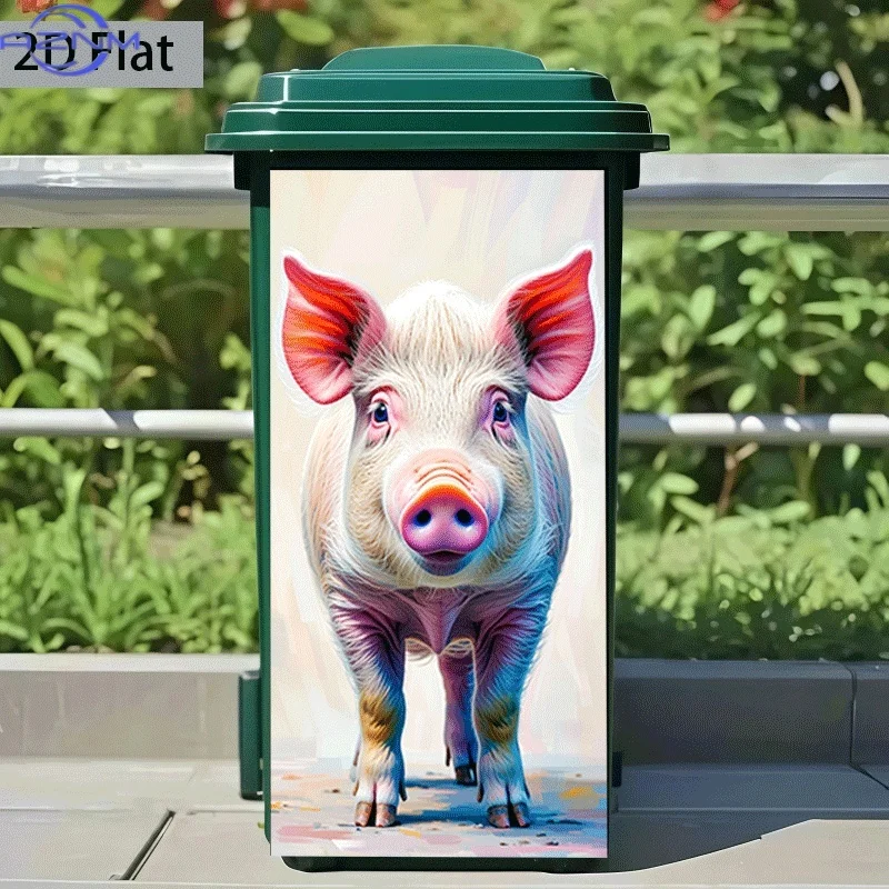 [2D Flat Printing] 1pc Trash Can Sticker 37 X 82 Cm Pink Nose Pig Cute State Theme Design Wall Sticker Wallpaper Self-Adhesive