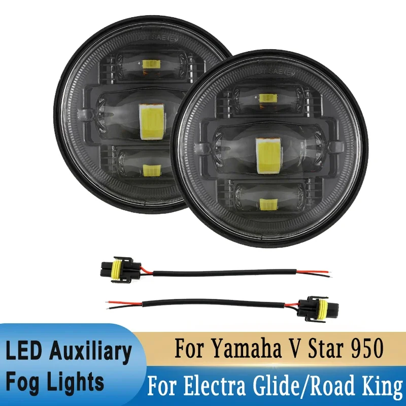 

12V Motorcycle LED Auxiliary Passing Fog Light 54W Projector Driving Lamp For Electra Glide / Road King for Yamaha V Star 950