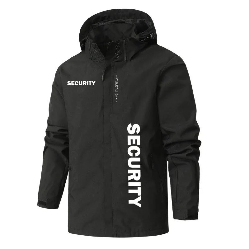 New lightweight men's hooded jacket security Letter print high-quality comfortable windproof waterproof outdoor sports jacket