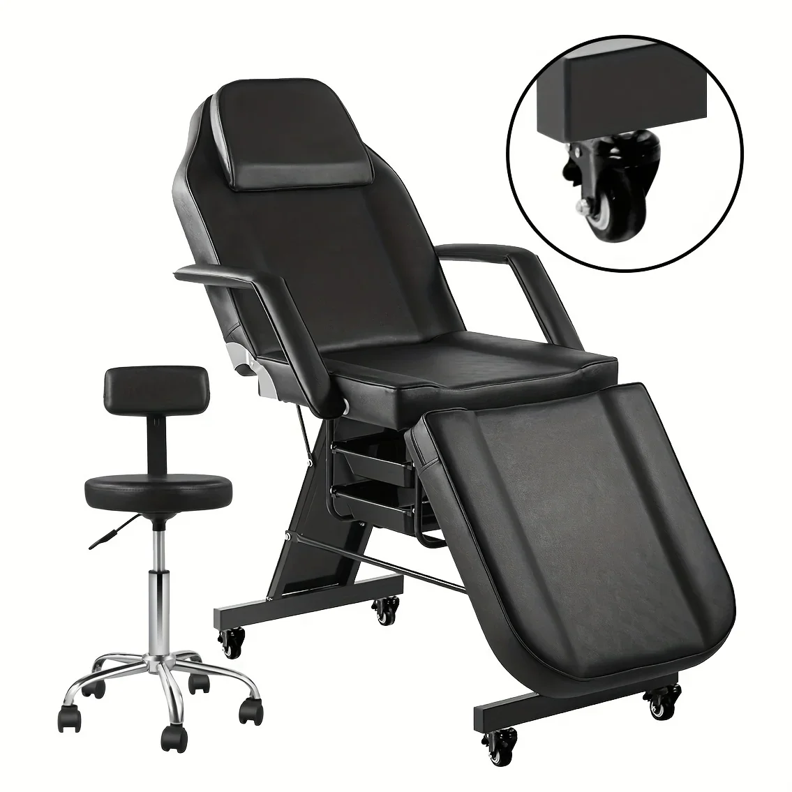 

Esthetician Beauty Bed for Client, Facial Chair with Wheel Tattoo, Beauty Chair Artist Spa Bed Removable Headrest, Massage Table