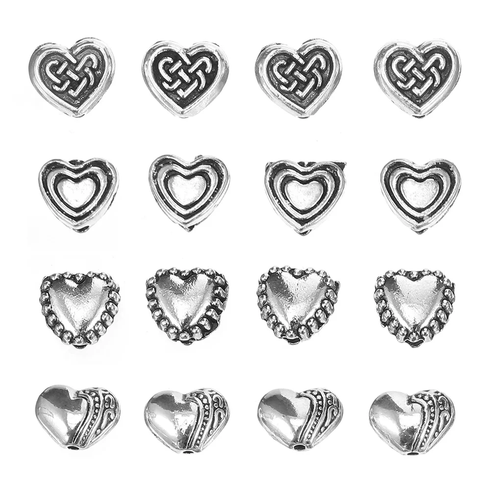 280 Pcs Heart-shaped Beads Beeds Jewelry Accessories Helix Duvet Cable Ties White Buttons Spacer Tibetan Silver