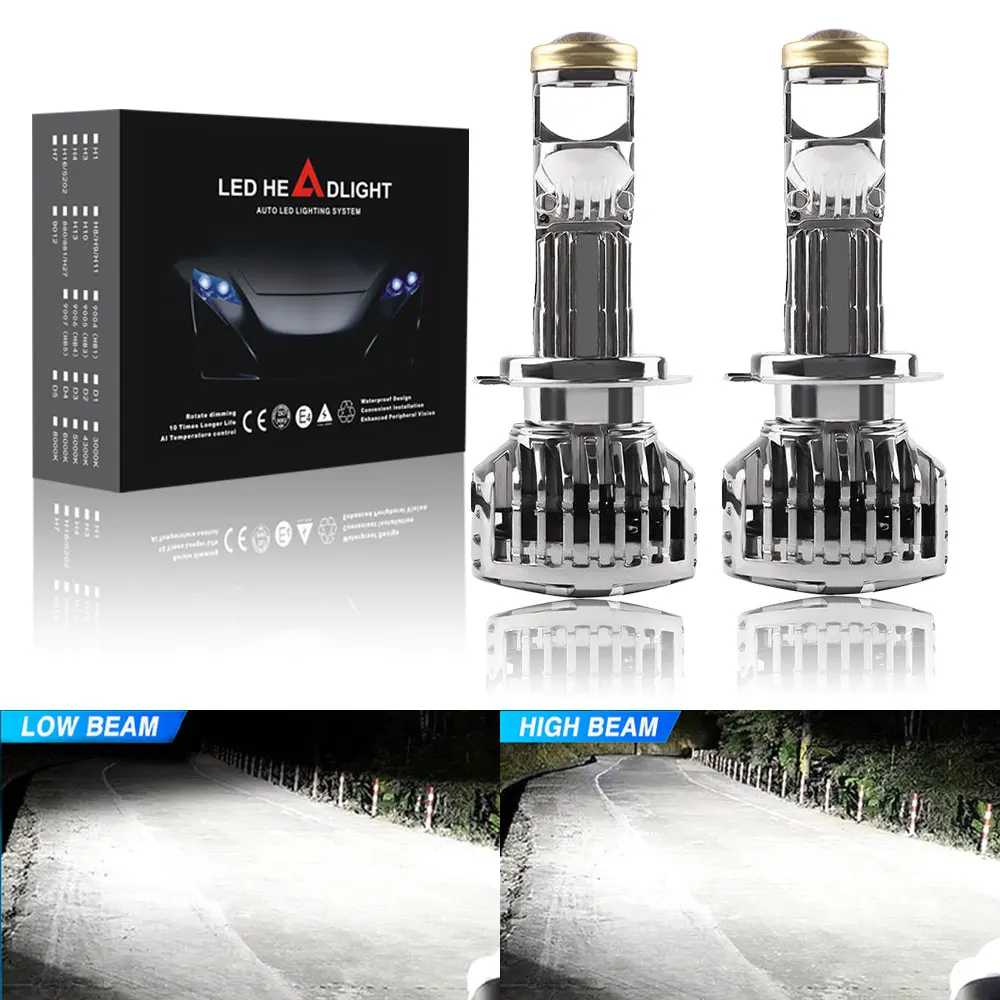 

150W 15000LM LHD Auto Lamp Mini Lens LED H7 9005 Bulbs Headlight Car Dual Projector H11 9006 Len LED Automotive Moto 12V