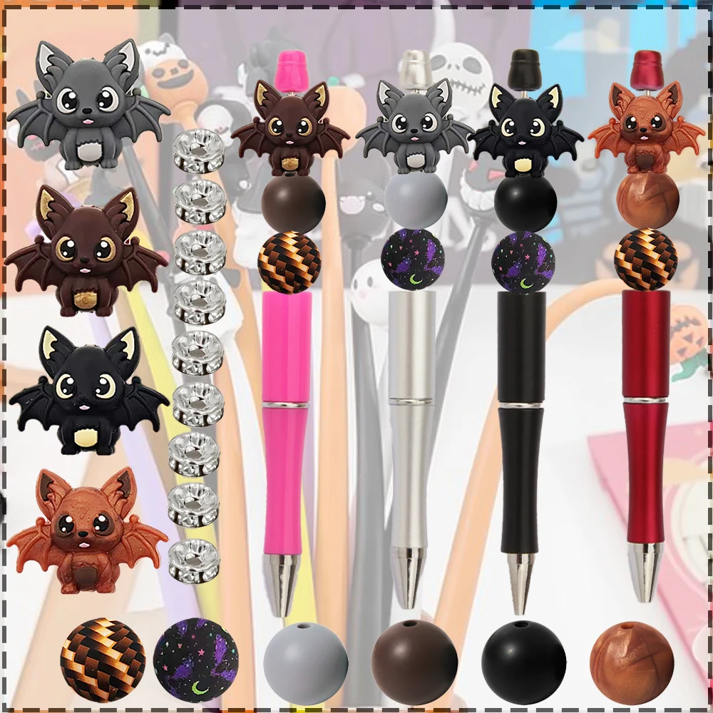 32/34-teiliges Silikonperlen-Set mit Fledermaus-Motiv für DIY-Perlenketten, Armbänder, Stifte, Schmuck, Anhänger usw. Geburtstagsgeschenk für die Feiertage – Detail 1