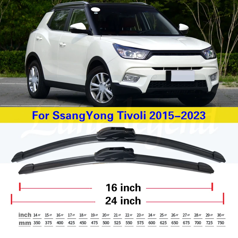 2pcs For SsangYong Tivoli 2015 - 2023 Front Wiper Blades Windshield Windscreen Window Brushes Cutter Accessories U J Hook 24\