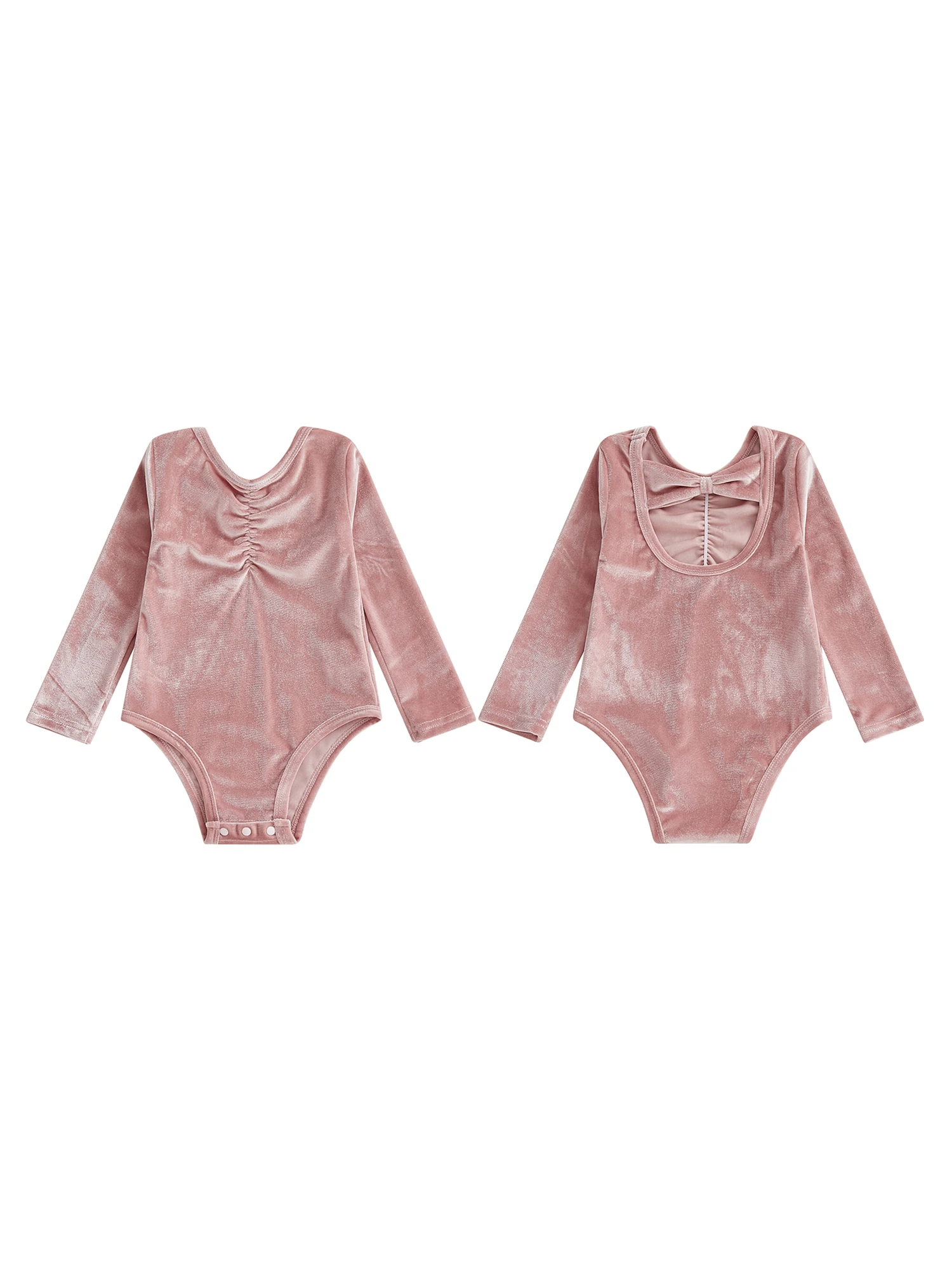 رائعتين طفلة رداء رقص الباليه بأكمام طويلة وفتحة رقبة على شكل حرف V في ثوب فضفاض للرقص أنيق بلون واحد للراقصات الصغار #4