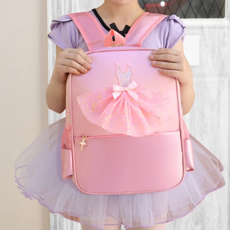 Primary Children Fashion Latin Ballet Cute School Bags 2023 New Sweet Girls Princess Bow-knot Dance Backpacks Drop Shipping