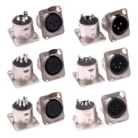 Conector XLR de 5 uds., 3 pines, 4 pines, 5 pines, Panel macho hembra, conector de clavija para micrófono de Audio, enchufe XLR de Metal de contacto de cobre