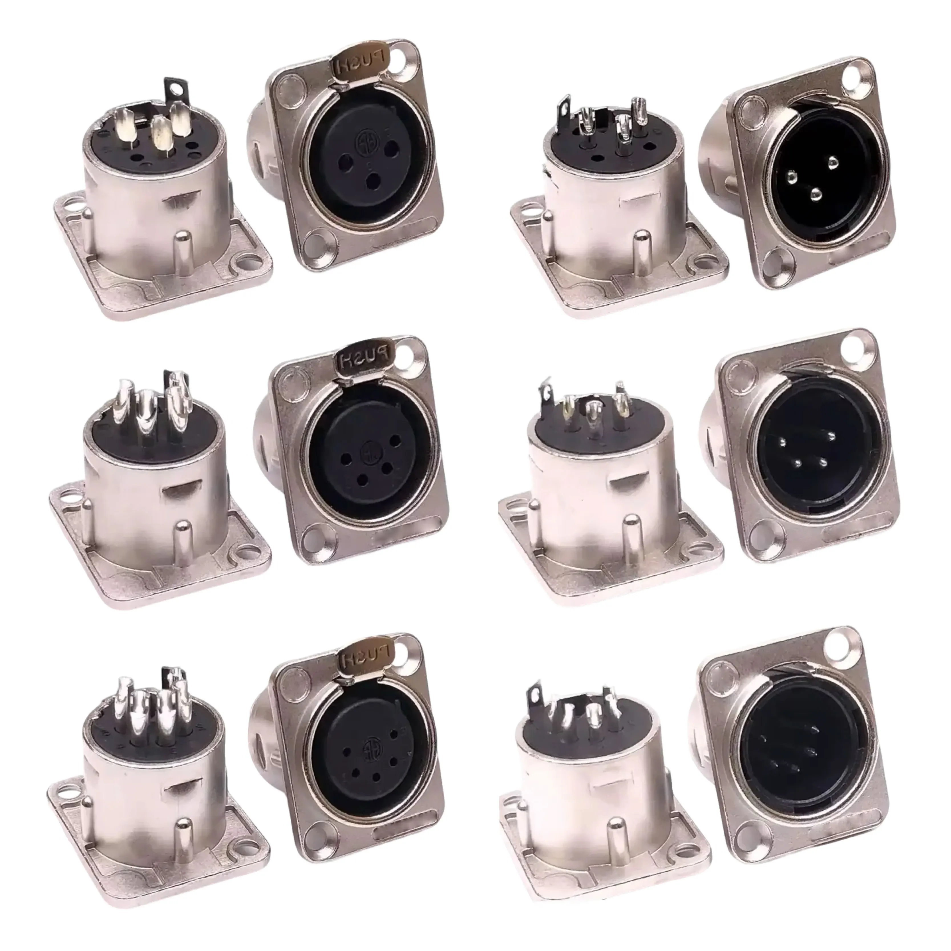 5pcs XLR Connector 3pin 4pin 5pin Male Female Panel Audio Microphone Jack Plug Connector Copper Contact Metal XLR Socket