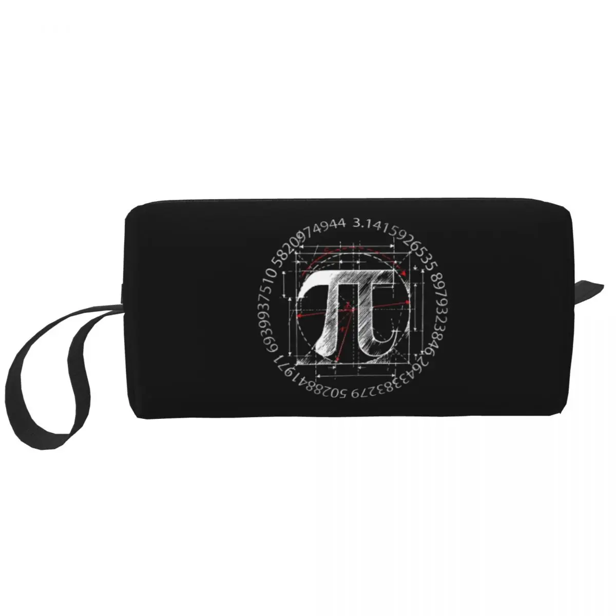 Pi Symbol Line Drawing Makeup Bag for Women Travel Cosmetic Organizer Fashion Maths Science Storage Toiletry Bags