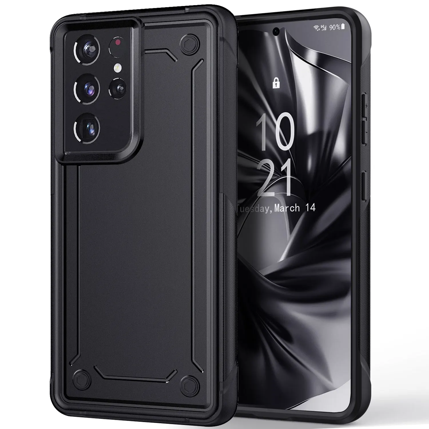 

Black For Samsung Galaxy S21/S21+/S21 Plus/S21 FE 5G Case Hybrid Shockproof Rugged Dual Layer Heavy Duty Cover