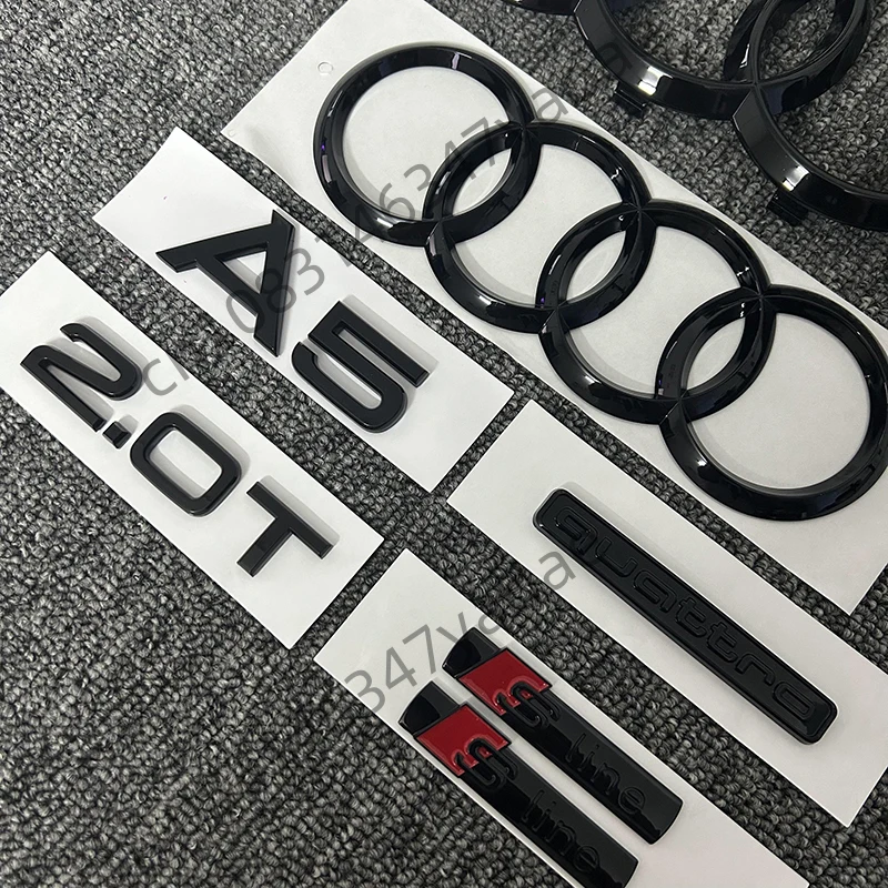 7 pieces/set for Audi A5 Quattro 2.0T tail standard Sline side standard four-ring car logo 2010-2019 modified car stickers.