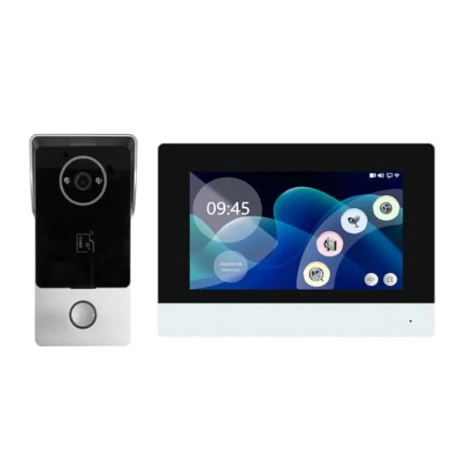 Smart Video Doorbell Intercom for residential use, aluminum alloy body, black finish, 600lb magnetic lock with 1080P HD camera
