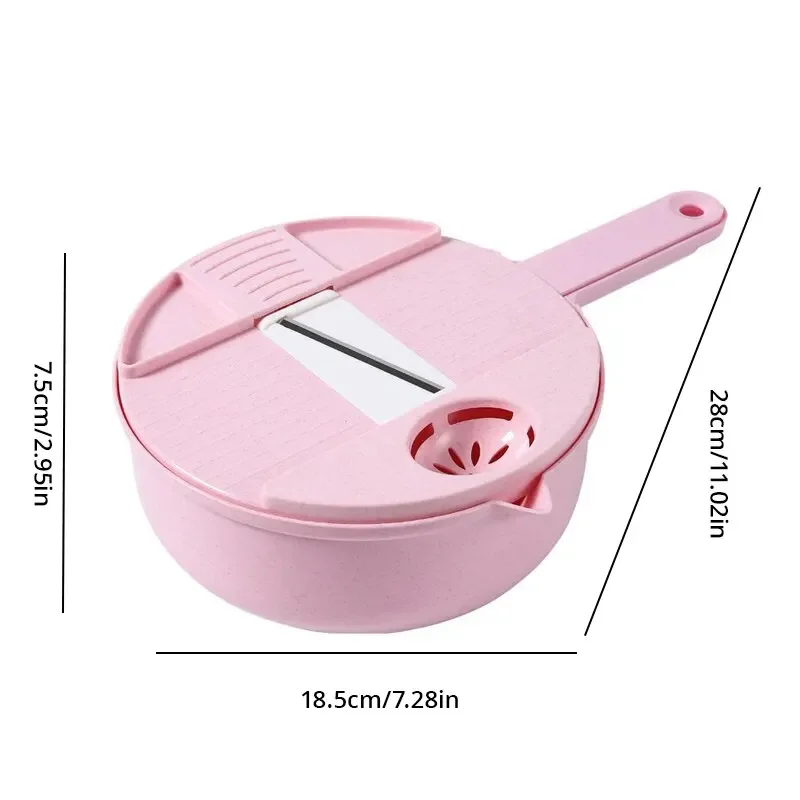 1Pc Green/Pink 8in1  Kitchen Multifunctional Salad Utensils Vegetable Chopper Carrot Potato Manual Shredder Cook Vegetable Tools