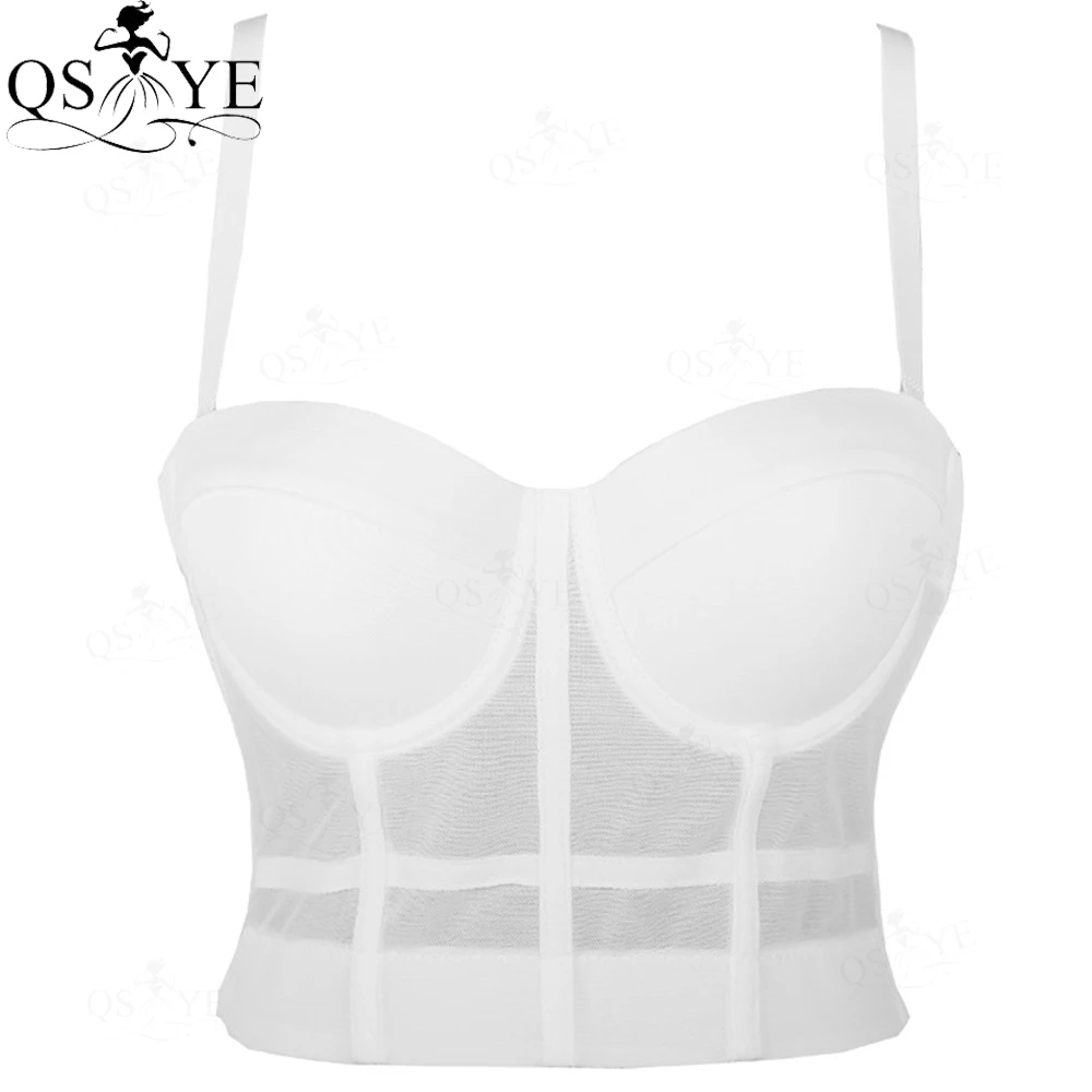 QSYYE abito da sera Sexy Champagne donna Sweetheart Mesh cuciture Crop Top colore chiaro Top Nightclub Navel abito da festa cerniera