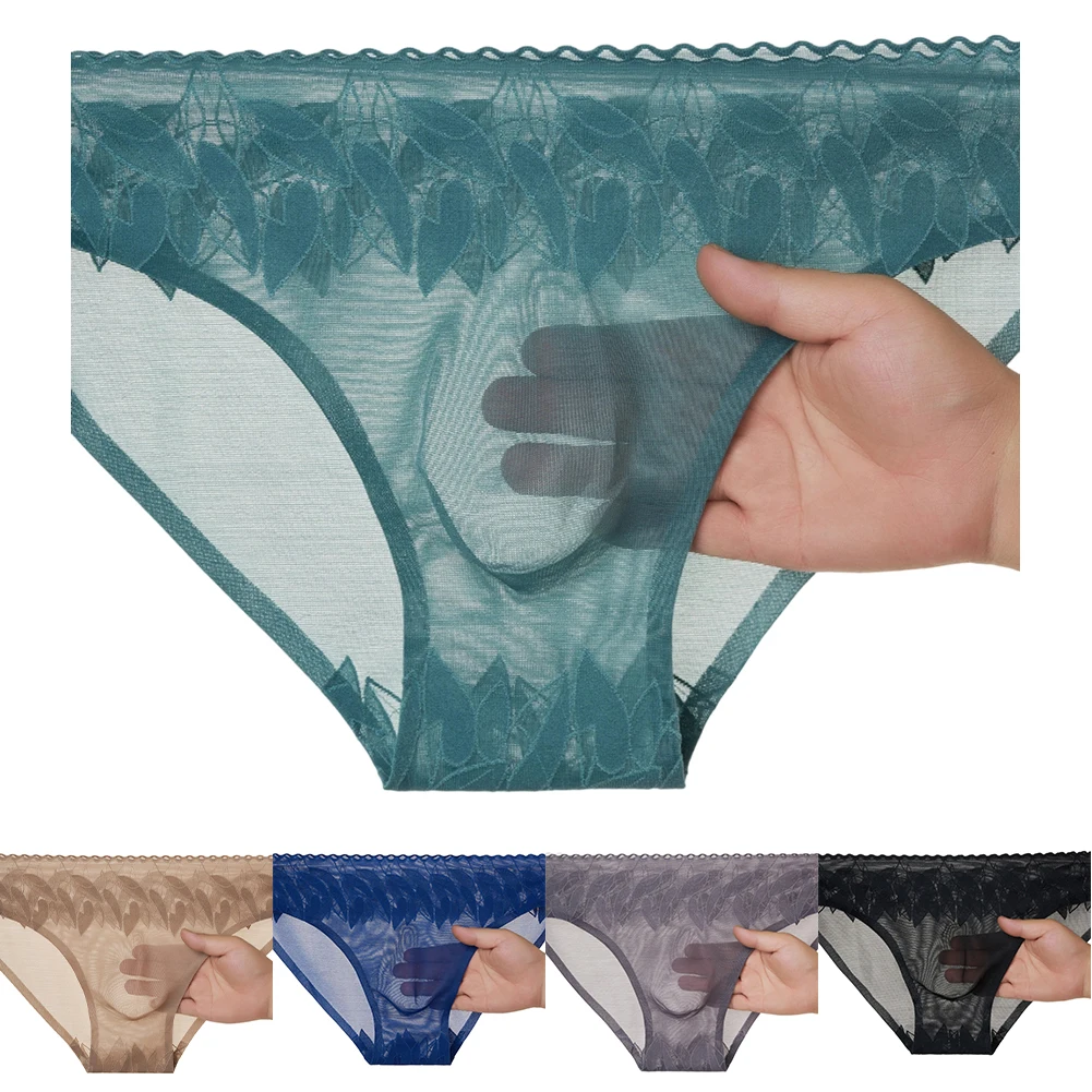 Men Underpants Elastic Seamless Briefs Comfortable Sexy Perspective Lace Sissy Underwear Lingerie Undershorts