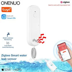 ONENUO Tuya Zigbee Water Detector Leakage Sensor Alarm Leak Detector 80DB Sound Smart Life APP Flood Alert Overflow Security