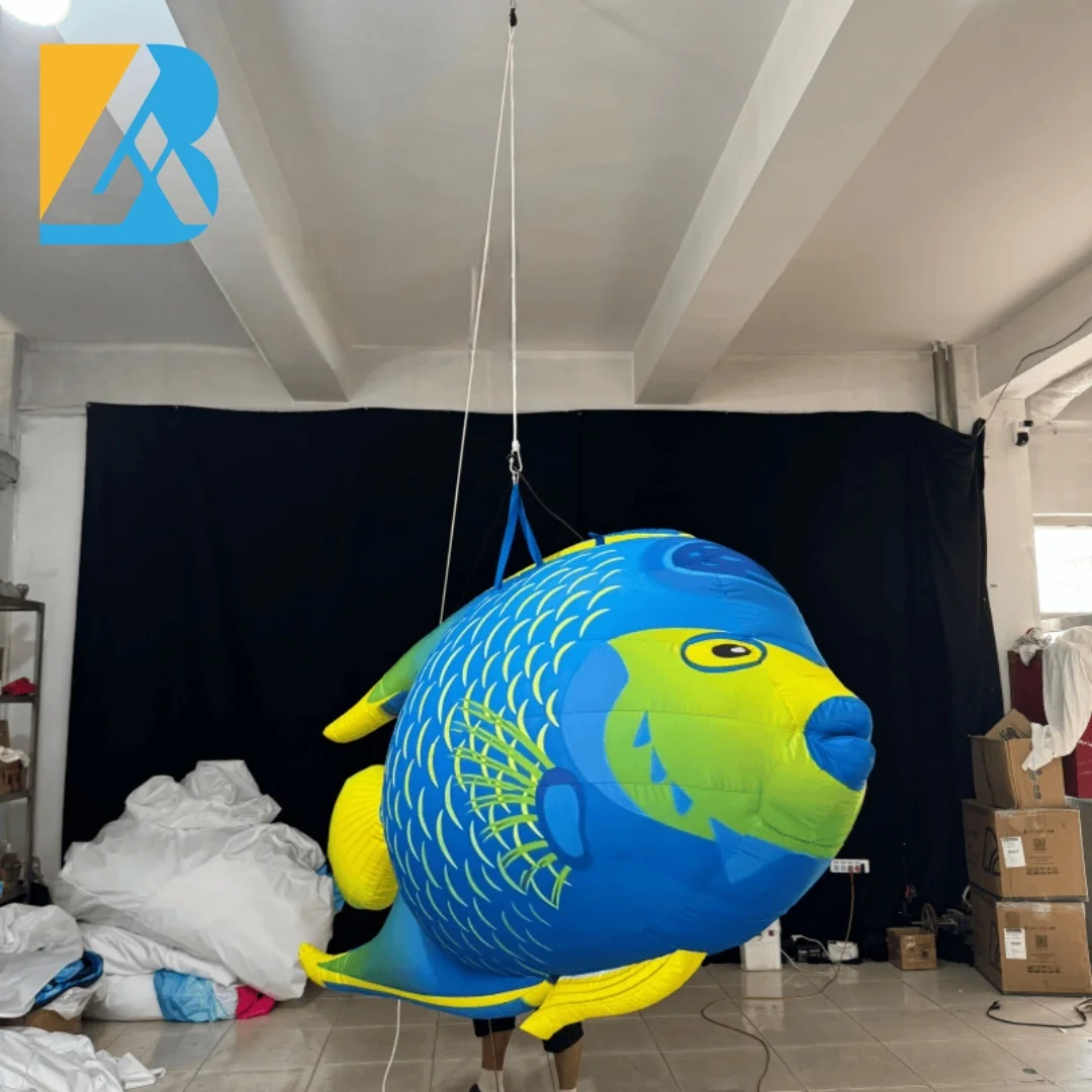 Bespoke Giant Hanging Blow up Air Fish Design for Birth Day Stage Decoration Toys