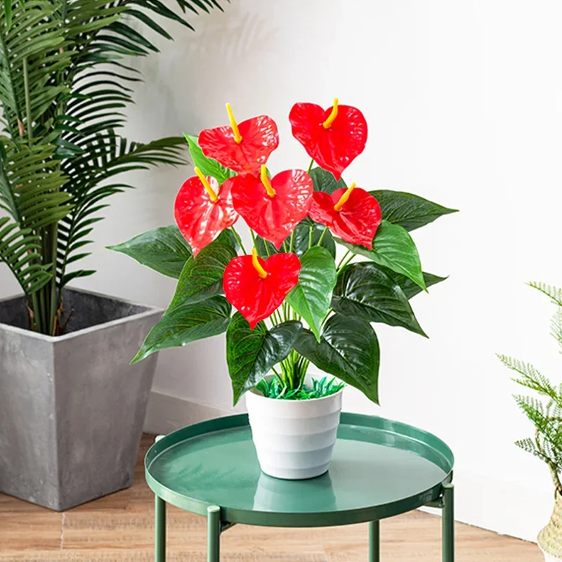 53cm Artificial Monstera Leaves Home Plastic Palm Fronds Fake Anthurium Greenery Tree Big Herb Plant for Garden Outdoor Decor